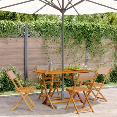 Produktbild von "im " Gartenstühle 4 Stk. - bis 150 kg - Klappbar Taupe Stoff und Massivholz - Stapelsessel CC9589