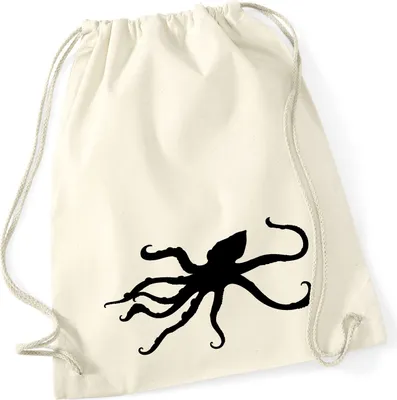 Produktbild von Huuraa Turnbeutel Oktopus Silhouette 12 Liter Natural Baumwolle Rucksack Geschenkidee