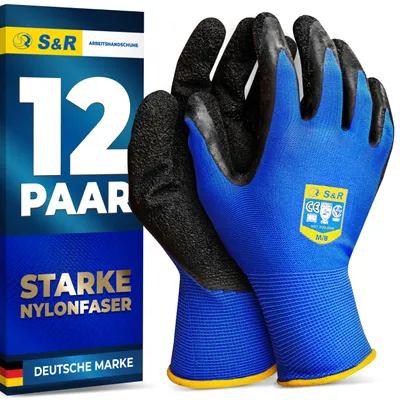 Produktbild von S&R Arbeitshandschuhe Herren, Handschuhe Arbeitshandschuhe, Gartenhandschuhe, Schutzhandschuhe, Mechaniker Handschuhe, Montagehandschuhe, Sicherheitshandschuhe, Arbeitsschutzhandschuhe, Nylonfaser