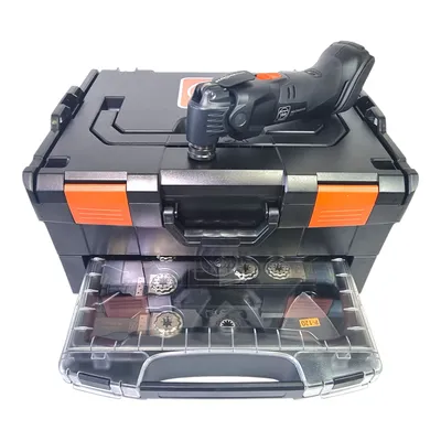Produktbild von Fein  AMM 500 Plus Akku Multifunktionswerkzeug 18 V Starlock Plus Black Edition ( 71294262000 ) + 33 tlg. Zubehör + L-Boxx - ohne Akku, ohne Ladegerät