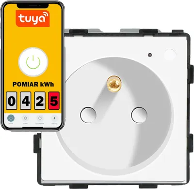 Produktbild von 230V Steckdosenmodul mit Stift und WLAN-Energiemessung, weiß