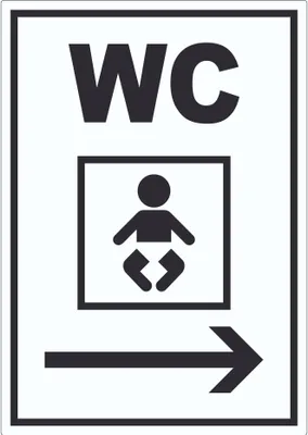 Produktbild von WC Wickelraum mit Pfeil nach rechts Aufkleber A1 (594x841mm)
