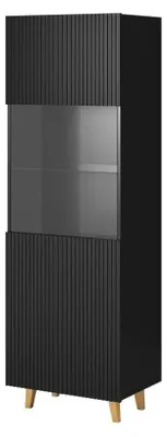 Produktbild von Cama Vitrine PAFOS 60x40x182 mattschwarz, Lagerschrank, Bodenstehend, Wandschrank, 4 Regale, 1 Tür(en), Schwarz