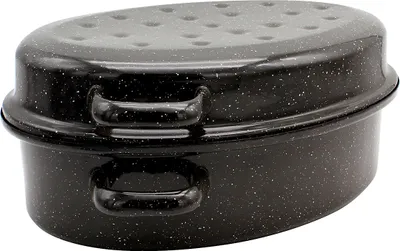 Immagine prodotto di KARL KRÜGER arrostitore d'oca ovale 10,5 litri Ø42cm smaltato nero/bianco maculato