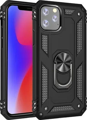 Produktbild von Mobigear Armor Ring iPhone 11 Pro Max Hülle Hardcase Backcover Stoßfest mit Ringhalter - Schwarz