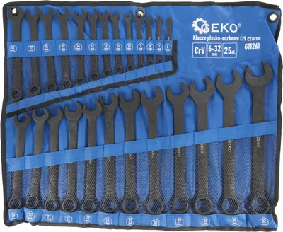 Obrázok produktu pre Sada kombinovaných očko-plochých kľúčov 25ks Cr-V čierne