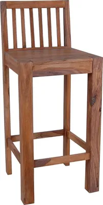 Produktbild von MiaMöbel Barhocker Thali - Aus Massivholz - HBT: 105 x 45 x 45 cm - Sheesham Barstuhl mit Rückenlehne für Küche & Theke