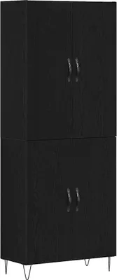 Productafbeelding van Hoge kast 2 pcs Zwart Eiken Geëngineerd hout en glas