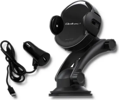 Imagen del producto de Cargador inductivo Qoltec PRO con soporte iR, 15W | QC 3.0 | USB Tipo C