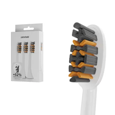 Produktbild von Zahnheld Bürstenkopf Wechselköpfe Pro X-Clean weiß, 3 Stück - mittelharte Ersatzbürsten für Schallzahnbürste Gero, Aufsätze für Schallzahnbürste