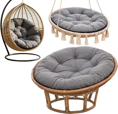Produktbild von Rundes Gartenkissen 130 cm Grau – wasserabweisendes Outdoor Kissen aus Codura für Hängesessel, Nestschaukel, Gartenschaukel und Gartensessel