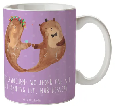 Produktbild von Mr. & Mrs. Panda Kaffeebecher Flitterwochen-Magie - Lavendeltraum - Geschenk, Trinkbecher, romantische Zeit, Heirat, Abenteuer, Sonntag, Tasse, Teetasse, bedruckt, Liebe