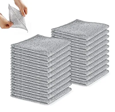 Produktbild von 20-teiliges Reinigungstuchset, multifunktionale Drahttücher, doppellagige, wiederverwendbare Küchentücher für Kochgeschirr und Spülbecken