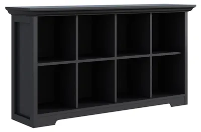 Zdjęcie produktu dla Półka na książki z podstawą, 8 przegródek, czarna, 70x127x34 cm