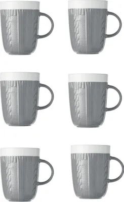 Produktbild von Tassimo Morning Café XL Filter - im Big Pack,plus + 6 Becher mit 310 ml. Ø9X12CMKaffeebecher aus Keramik in Strick-Optik.
