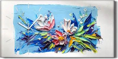 Produktbild von Wanduhr Uhr Wandbild Leinwand Geräuschlos 60x30 Ölgemälde Blumen Kunst - weiße Hände