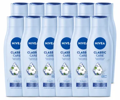 Image de 12 flacons de shampooing NIVEA Classic Care - 250 ml - Pack économique - 12 pièces