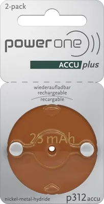 Zdjęcie produktu dla PowerOne P312 PR41 ACCUplus – akumulatory do aparatów słuchowych (pakiet 2 szt.)