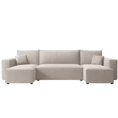 Produktbild von Idohome Ecksofa - Wohnzimmer Sofa mit Schlaffunktion und Bettkasten, Eckcouch, Polstermöbel, Sofa, Couch modern in Farbe Creme Poso 100 Paris U Form