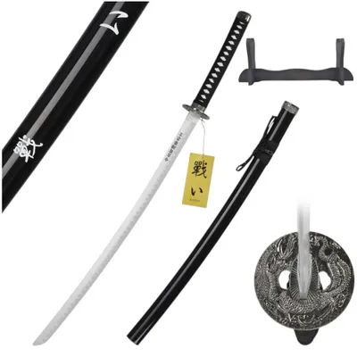 Immagine prodotto di Spada katana da samurai decorativa in bambù, 103 cm, con saya e supporto | Decorazione per anime, cosplay, sala giochi e ufficio Bushido JT10318