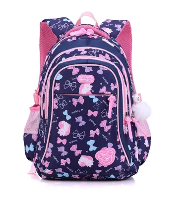 Produktbild von Kinderrucksack Mädchen Schulrucksack Damen Rucksack Schüler Outdoor Reise Kindergartentasche Brustgurt wasserdicht Nylon Dunkelblau