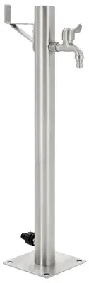 Obrázek produktu pro Zahradní vodní sloup, z nerezové oceli, výška 65 cm, kulatý tvar, včetně vodovodního kohoutku, vhodný do zahrad a na dvory
