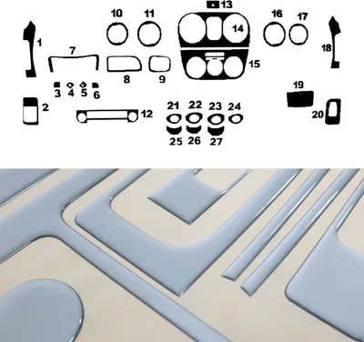 Image de Décoration intérieure Cockpit pour Citroën Nemo 2008-2021 Aspect aluminium 27pcs