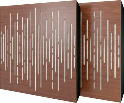 Obrázek produktu pro Balení po 2 kusech – akustický panel s sametovým potahem a montážní sadou | 50 x 50 x 5 cm | Absorpce, difúze, odraz a zvuková izolace | [WAVE – ořech | bílá]