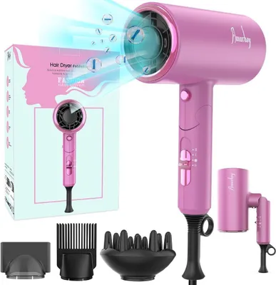 Produktbild von Haartrockner Ion 2200 W Wechselstrommotor, klappbarer Griff, schnell mit Heiß-/Kalttaste, 3 Temperaturen / 2 Geschwindigkeiten für viele Frisuren