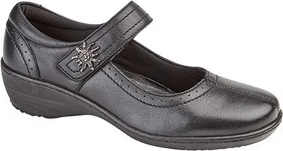 Produktbild von Mod Comfys Damen Lederschuhe mit Klettverschlussriemen DF1377 (38 EU) (Schwarz)
