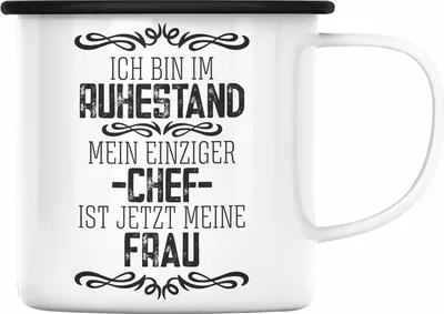 Produktbild von Trendation - Lustige Emaille Tasse Rentner Geschenk Ruhestand Abschied Abschiedsgeschenk Rente Pension Pensionierung Mann Männer (Schwarz)