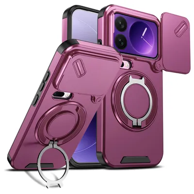 Obrázek produktu pro Dvouvrstvé pouzdro pro Xiaomi 18 Pro, s posuvným krytem fotoaparátu a magnetickým kroužkovým stojánkem Třešňově