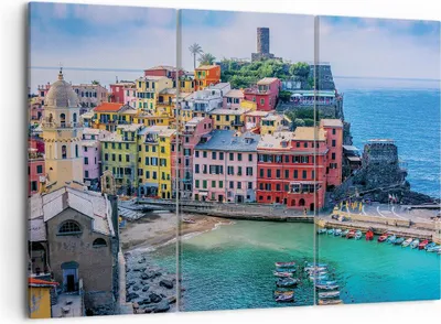 Produktbild von Bild auf Leinwand - Leinwandbild - 3 Teile - Farben Gebäude Italien - 105x70cm - Wand Bild - Wanddeko - Wandbilder - Leinwanddruck - Bilder - Wanddekoration - Leinwand bilder - CE105x70-5015