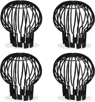 Productafbeelding van PromoHome® Set van 4 regenpijpbeschermers - Zwarte bladvanger voor dakgoten, kunststof draadgaas, diameter 13 cm - voorkomt verstoppingen