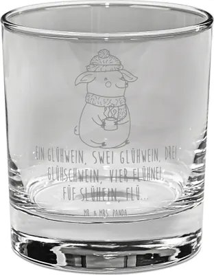 Produktbild von Mr. & Mrs. Panda Glas Schweinchen Glühwein - Transparent - Geschenk, Betrunken, gravur, Winter, Weihnachtsmarkt, Tumbler, für Gin, Spruch, Cocktailglas