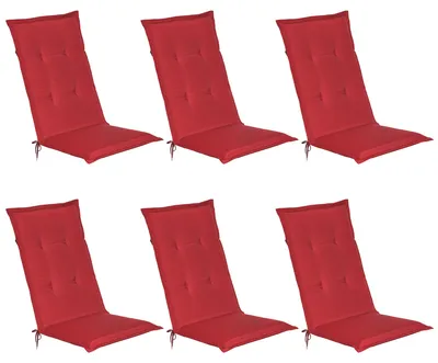 Produktbild von Beautissu 6er Set Gartenstuhlauflage Loft HL Rot, 120x50x6cm