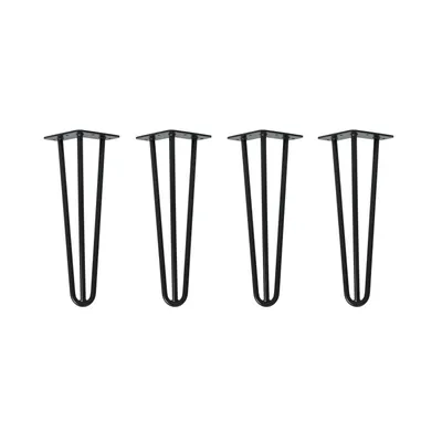 Produktbild von Natural Goods Berlin HAIRPIN Legs, Haarnadelbeine, Möbelfüße, Tischbeine, Schwarz, 35 cm, 3 Streben, 4 Stück