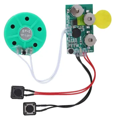 Produktbild von Soundmodul Grußkarte Tonmodul Sprachmodul - 4 Minuten Aufnahmezeit - Knopfbatterien enthalten - Wiederaufnehmbar - Für Bastelprojekte