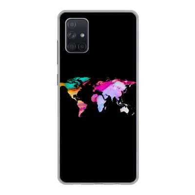 Produktbild von MuchoWow® Handyhülle Schutzhülle Hülle für Samsung Galaxy A71 Weltkarte - Farbe - Aquarell Silikon Softcase Handy Hülle - Kartenbesitzer
