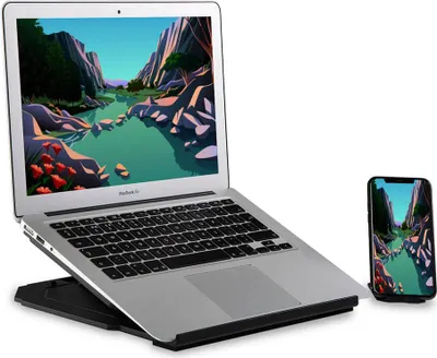 Produktbild von DESIRE2 2in1 tragbarer Laptopständer Schwarz 360 drehbar inkl. mobilem Ständer
