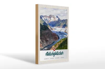 Produktbild von Holzschild Reise 20x30cm Aletschgletsch Schweiz Winter