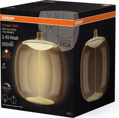 Zdjęcie produktu dla OSRAM LED Filament 1906 BIG OVAL DIM 12W/818 230V AMBER MAGE274X1 351639 4058075836266