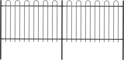Obrázek produktu pro Zahradní plot s obloukem nahoře ocelový 359 x 120 cm černý