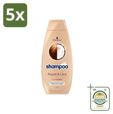 Obrázek produktu pro 5 kusů šamponu Schwarzkopf Repair & Care pro poškozené vlasy - 400 ml - balení