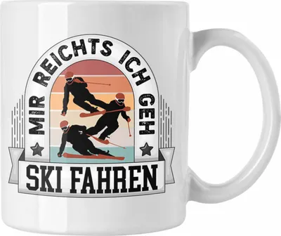 Produktbild von Trendation - Ski Tasse Geschenk Lustiger Spruch Mir Reichts Ich Geh Ski Fahren Becher Geschenkidee Skifahrer (Weiß)