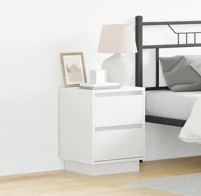 Produktbild von "im Angebot" Nachttisch/Nachtschrank - mit Reichlich Stauraum - mit Schubladen Weiß 39x34,5x50 cm Holzwerkstoff - Beistellschrank CC24702