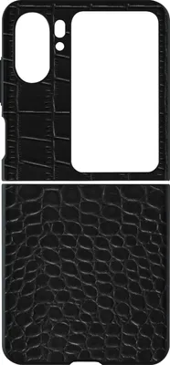 Zdjęcie produktu dla Etui Avizar, skórzane, z fakturą imitującą skórę krokodyla i podwyższonymi krawędziami, przeznaczone do telefonu Oppo Find N2 Flip, kolor czarny