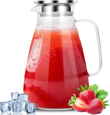 Obrázok produktu pre Sklenená dekantačná karafa 2,2L, odolná voči teplu, na studenú a teplú vodu, šťavy, do kuchyne