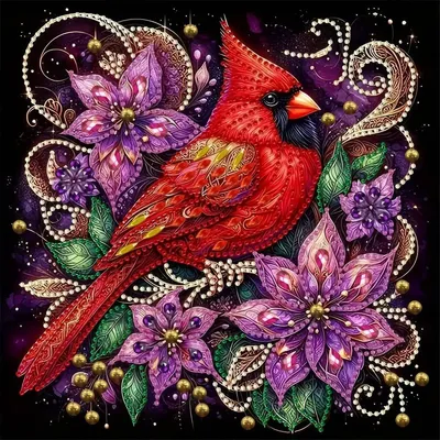Produktbild von Diamantstickerei Rubinvogel 30x30 cm