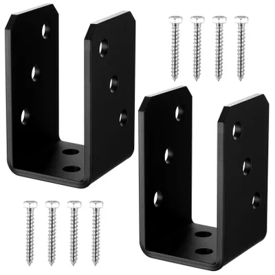 Produktbild von U-förmige Hekpfosten, 2 Stück, 50 x 102 x 60 mm, Schraubpfosten für Holzpfosten